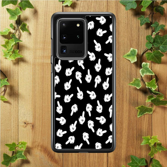 Mickey Mouse Hands Samsung Galaxy S20 Ultra Case-Rubber / White (2D Case)-Xtracase