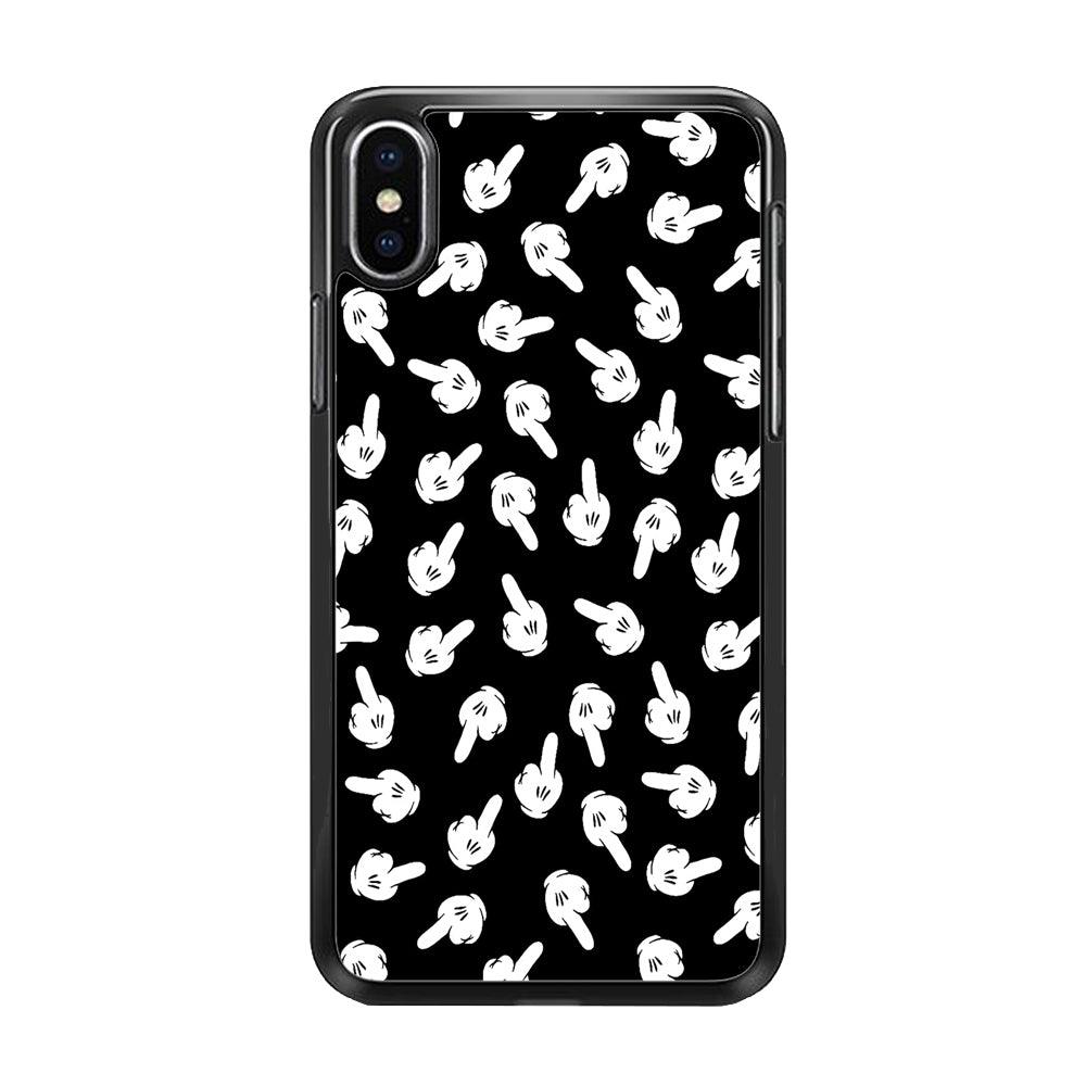 Mickey Mouse Hands iPhone X Case-Rubber / Black (2D Case)-Xtracase