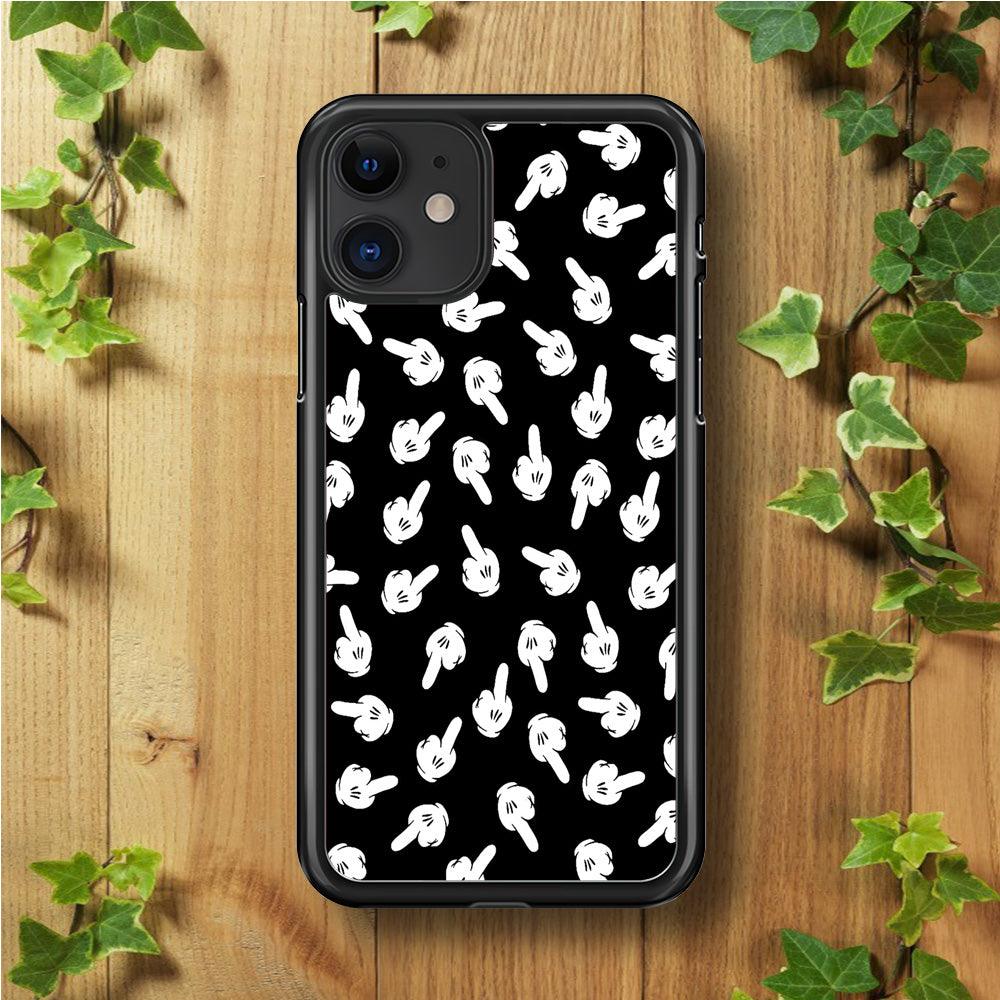 Mickey Mouse Hands iPhone 11 Case-Rubber / Black (2D Case)-Xtracase