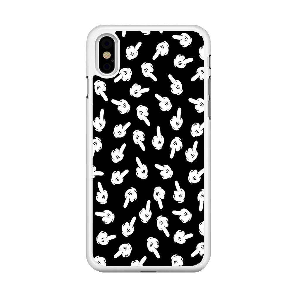 Mickey Mouse Hands iPhone X Case-Rubber / White (2D Case)-Xtracase