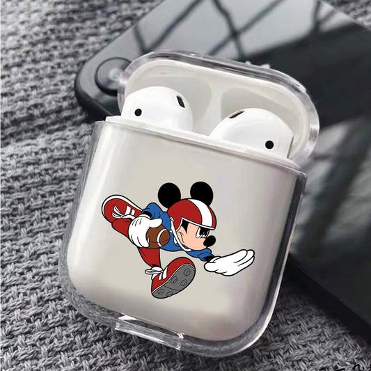 Mickey Mouse Football Player Hard Plastic Protective Clear Case Cover For Apple Airpods