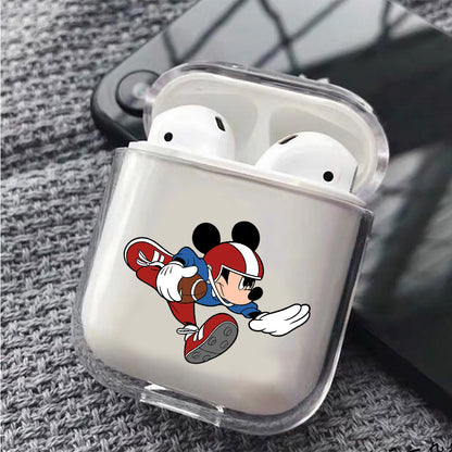Mickey Mouse Football Player Hard Plastic Protective Clear Case Cover For Apple Airpods