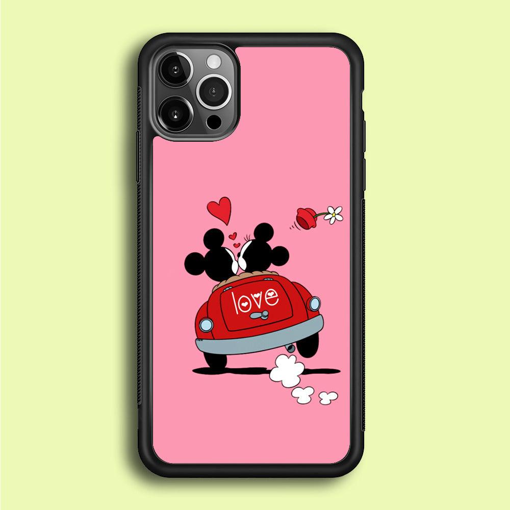 Mickey and Minnie Ride in The Car iPhone 12 Pro Max Case-Rubber / Black (2D Case)-Xtracase