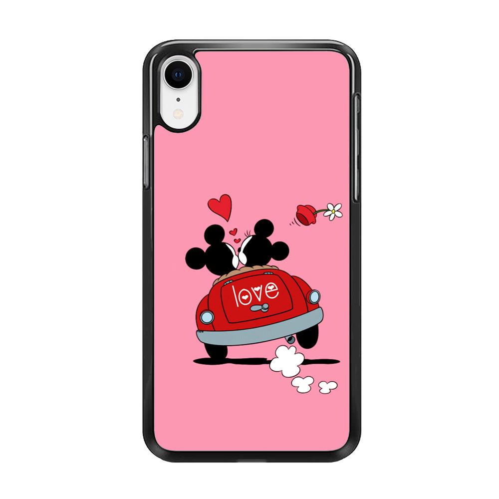 Mickey and Minnie Ride in The Car iPhone XR Case-Rubber / Black (2D Case)-Xtracase