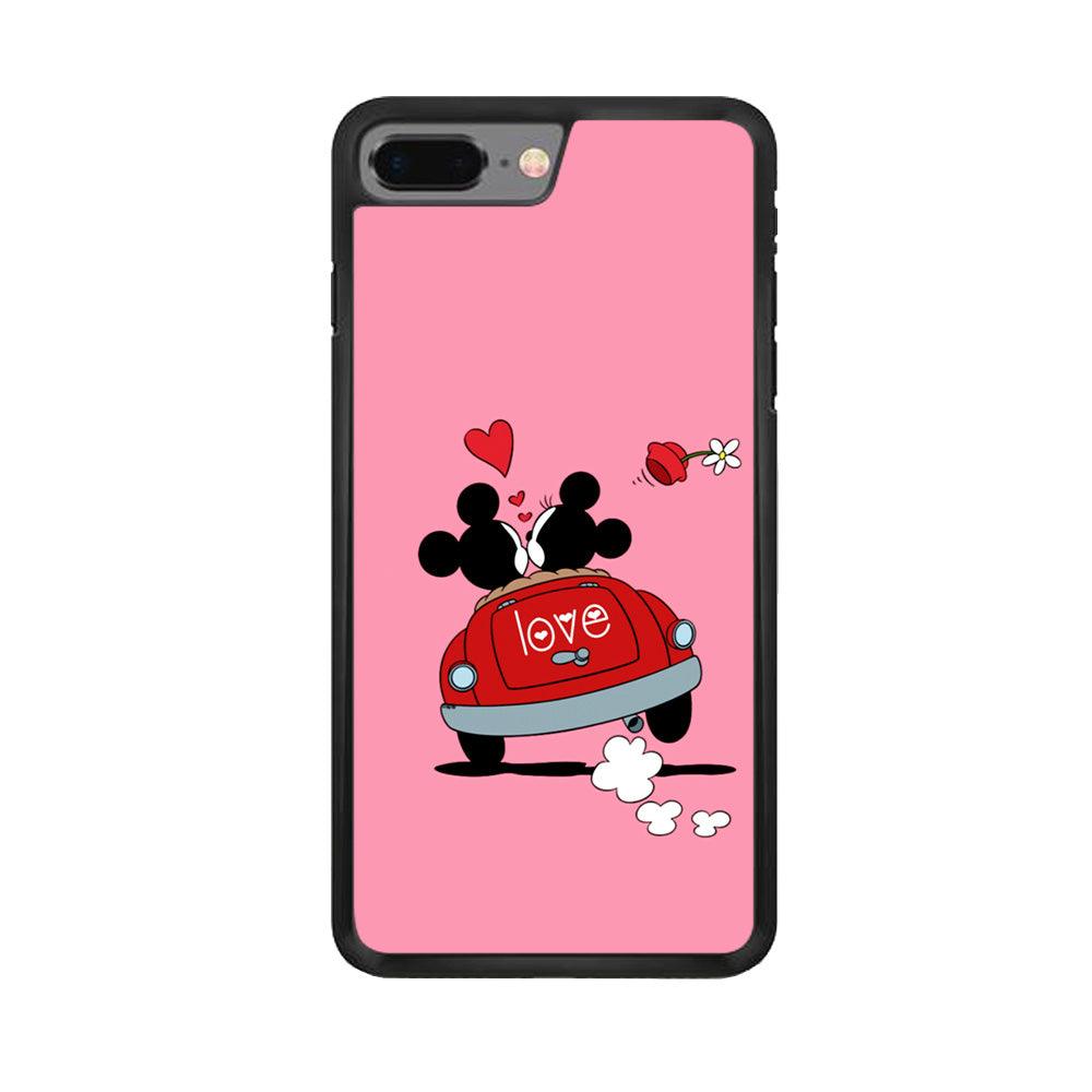 Mickey and Minnie Ride in The Car iPhone 7 Plus Case-Rubber / Black (2D Case)-Xtracase