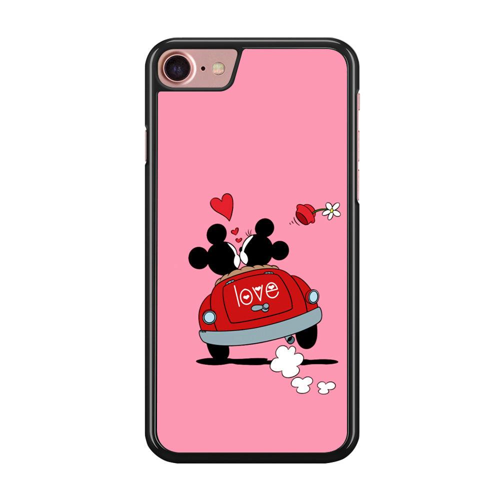 Mickey and Minnie Ride in The Car iPhone 7 Case-Rubber / Black (2D Case)-Xtracase