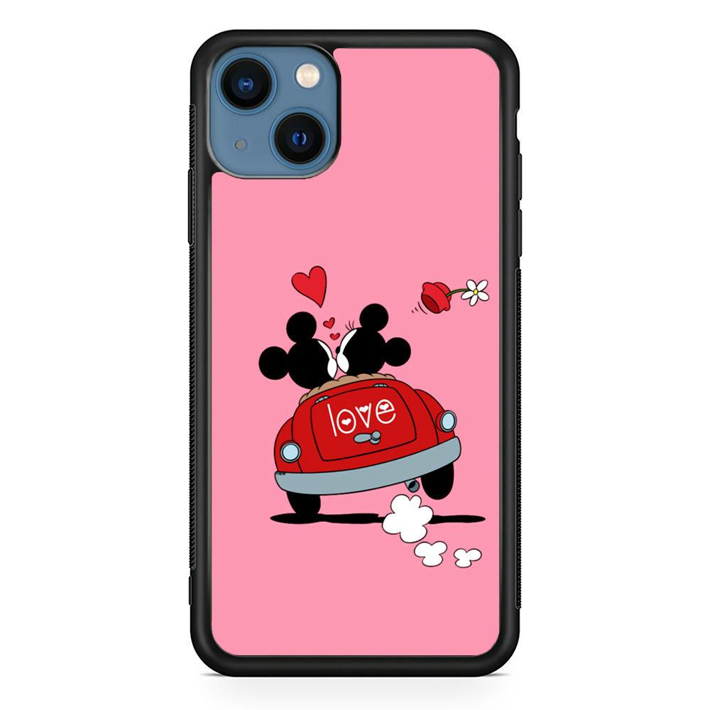 Mickey and Minnie Ride in The Car iPhone 13 Pro Case-Rubber / Black (2D Case)-Xtracase