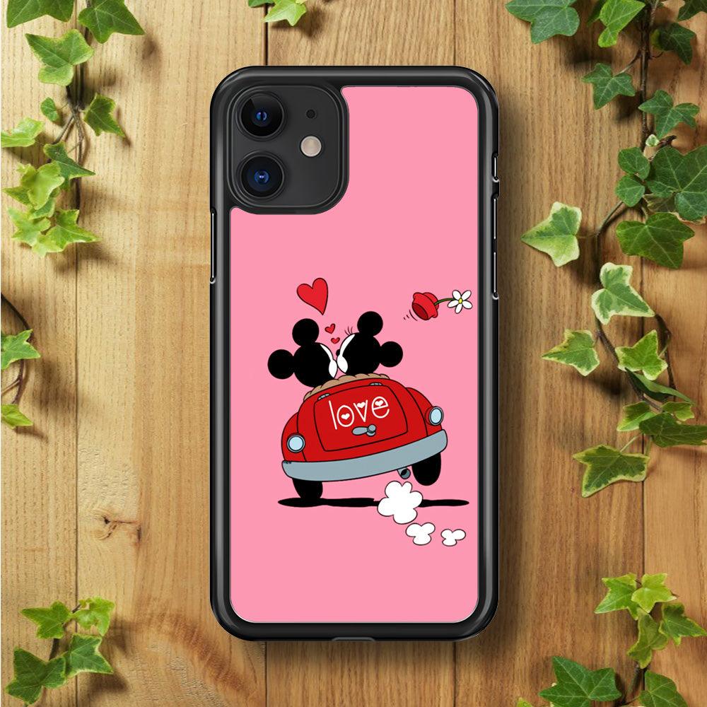 Mickey and Minnie Ride in The Car iPhone 11 Case-Rubber / Black (2D Case)-Xtracase