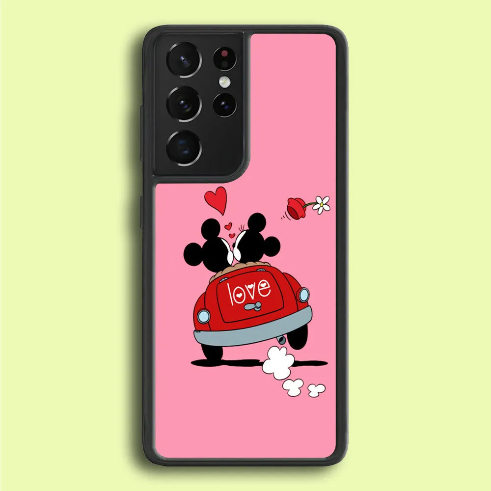 Mickey and Minnie Ride in The Car Samsung Galaxy S21 Ultra Case-Rubber / Black (2D Case)-Xtracase