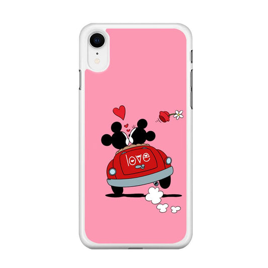 Mickey and Minnie Ride in The Car iPhone XR Case-Rubber / White (2D Case)-Xtracase