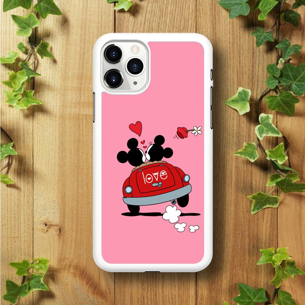 Mickey and Minnie Ride in The Car iPhone 11 Pro Case-Rubber / White (2D Case)-Xtracase