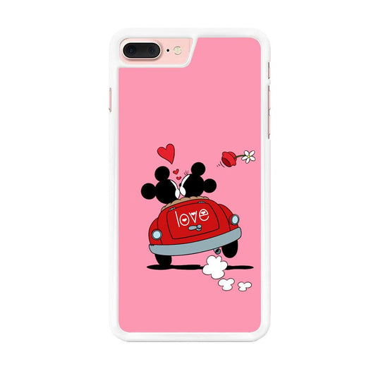 Mickey and Minnie Ride in The Car iPhone 8 Plus Case-Rubber / White (2D Case)-Xtracase