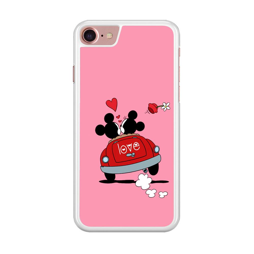Mickey and Minnie Ride in The Car iPhone 8 Case-Rubber / White (2D Case)-Xtracase