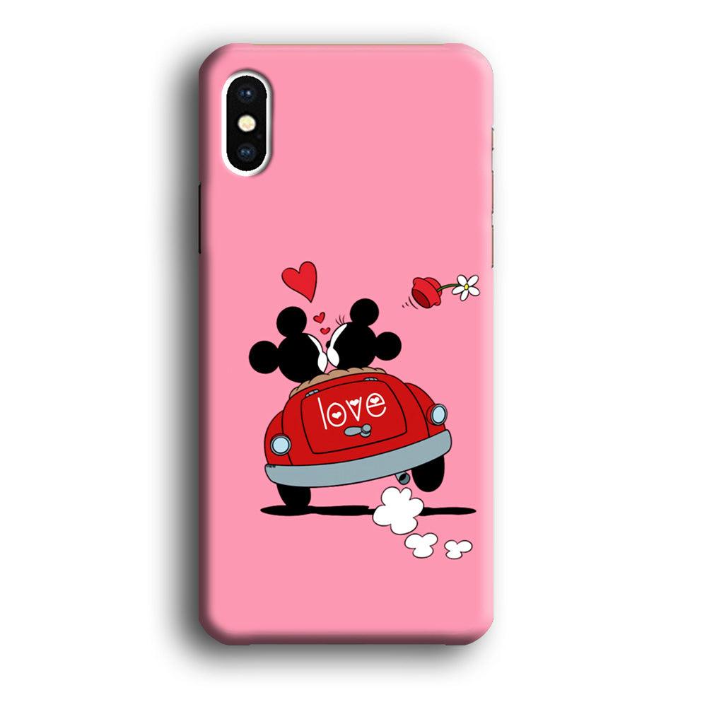 Mickey and Minnie Ride in The Car iPhone Xs Case-Plastic / Full Wrap (3D Case)-Xtracase