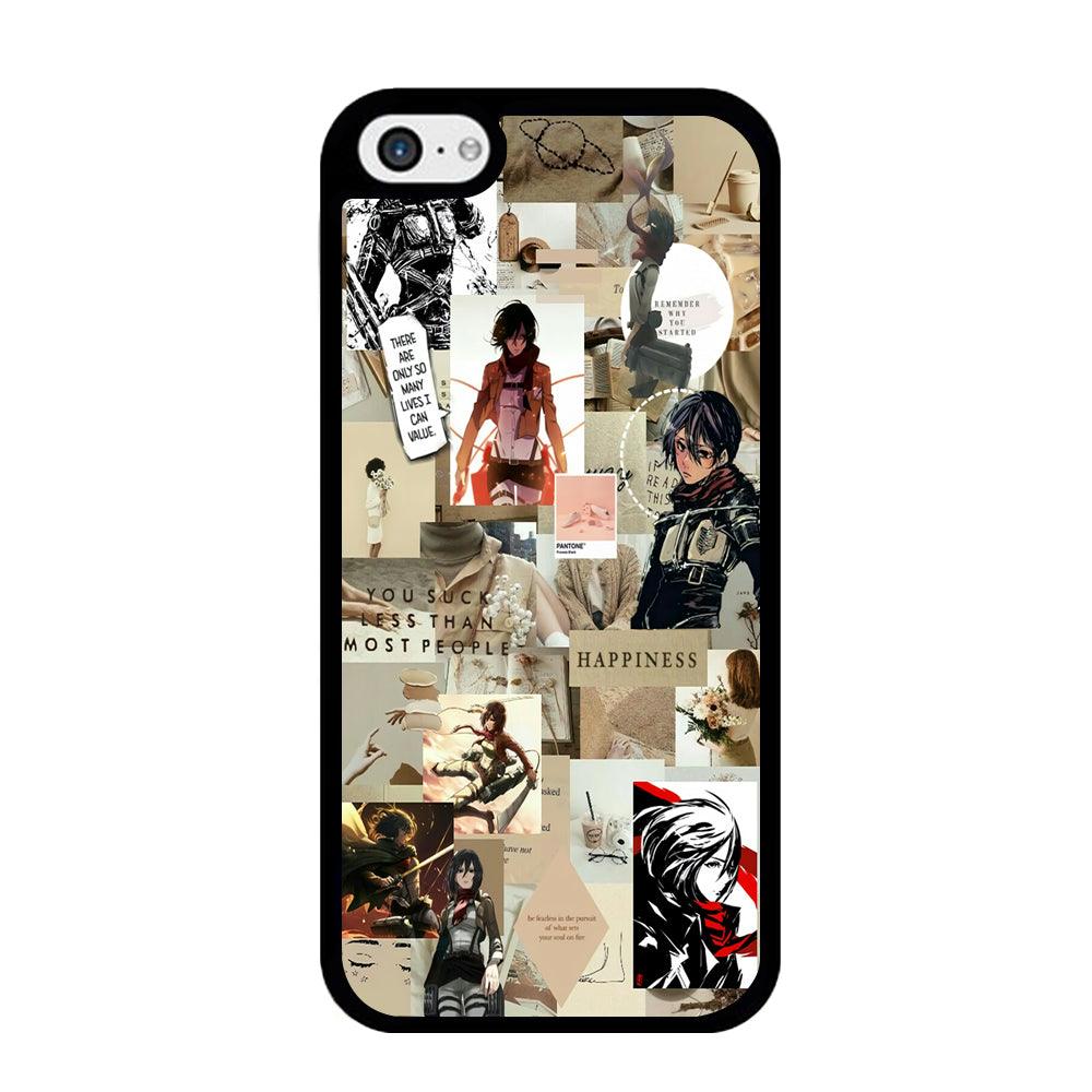 Mikasa Ackerman Aesthetic iPhone 5 | 5s Case-Rubber / Black (2D Case)-Xtracase