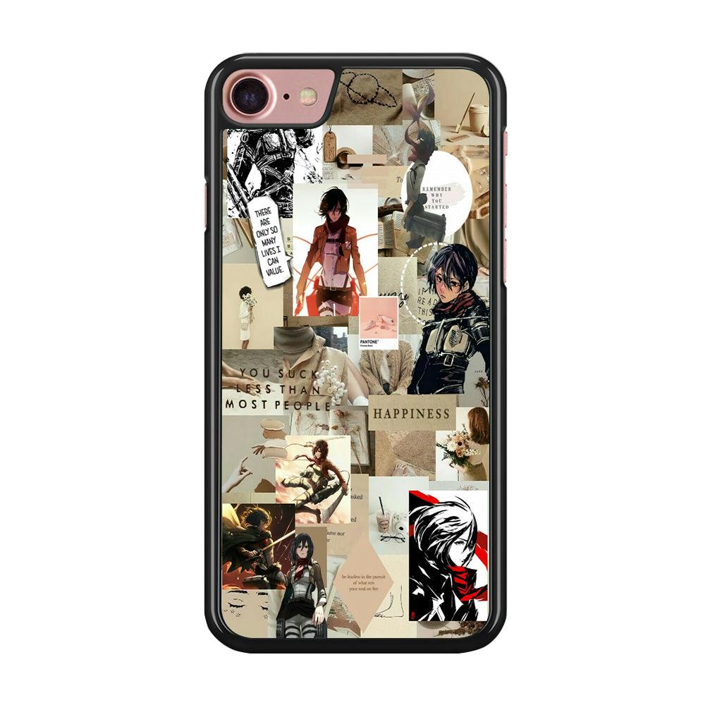 Mikasa Ackerman Aesthetic iPhone SE 2020 Case-Rubber / Black (2D Case)-Xtracase