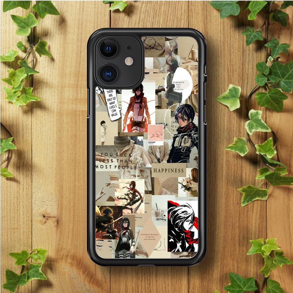 Mikasa Ackerman Aesthetic iPhone 11 Case-Rubber / Black (2D Case)-Xtracase