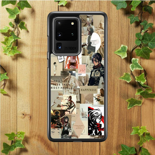 Mikasa Ackerman Aesthetic Samsung Galaxy S20 Ultra Case-Rubber / White (2D Case)-Xtracase