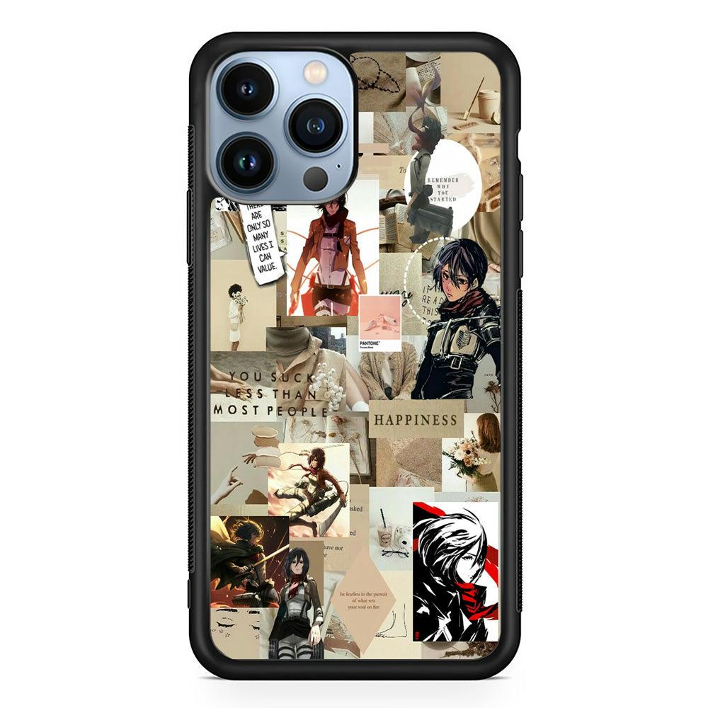 Mikasa Ackerman Aesthetic iPhone 13 Pro Case-Rubber / Black (2D Case)-Xtracase