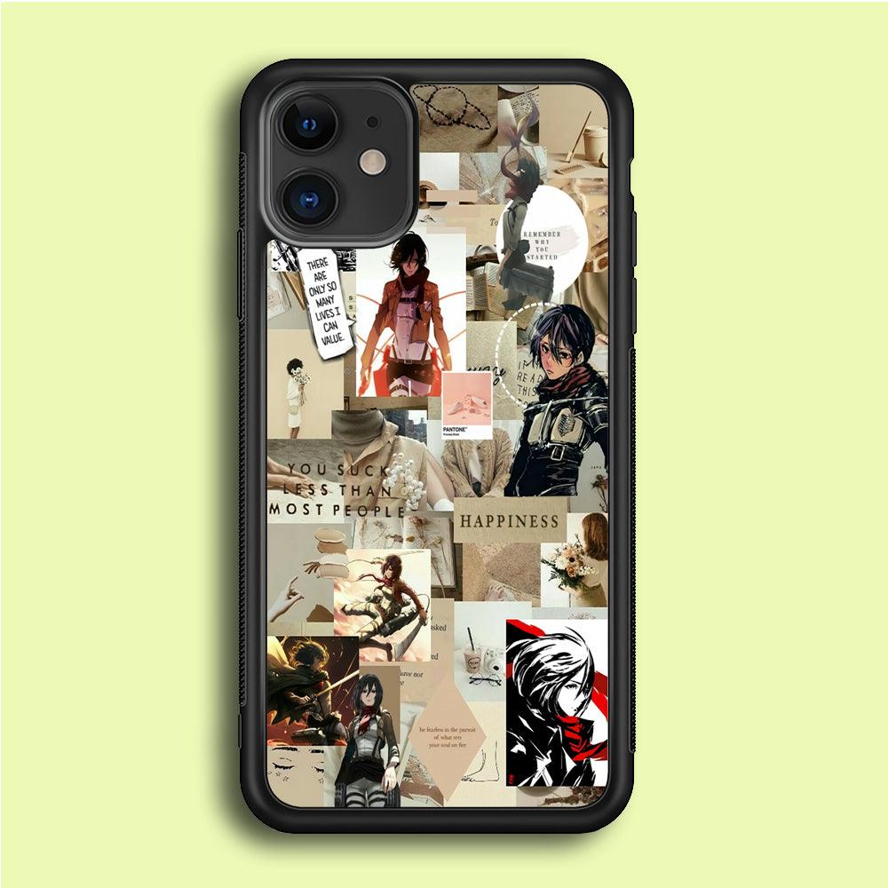 Mikasa Ackerman Aesthetic iPhone 12 Case-Rubber / Black (2D Case)-Xtracase