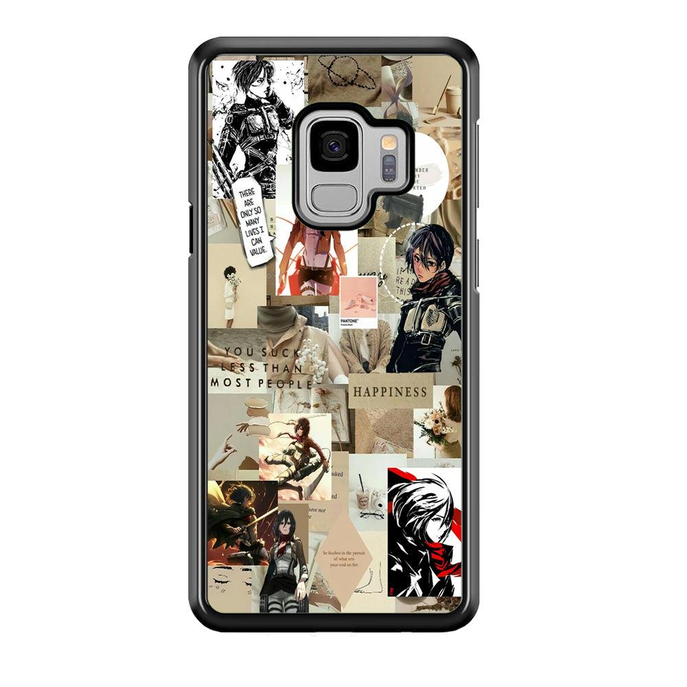 Mikasa Ackerman Aesthetic Samsung Galaxy S9 Case-Rubber / White (2D Case)-Xtracase