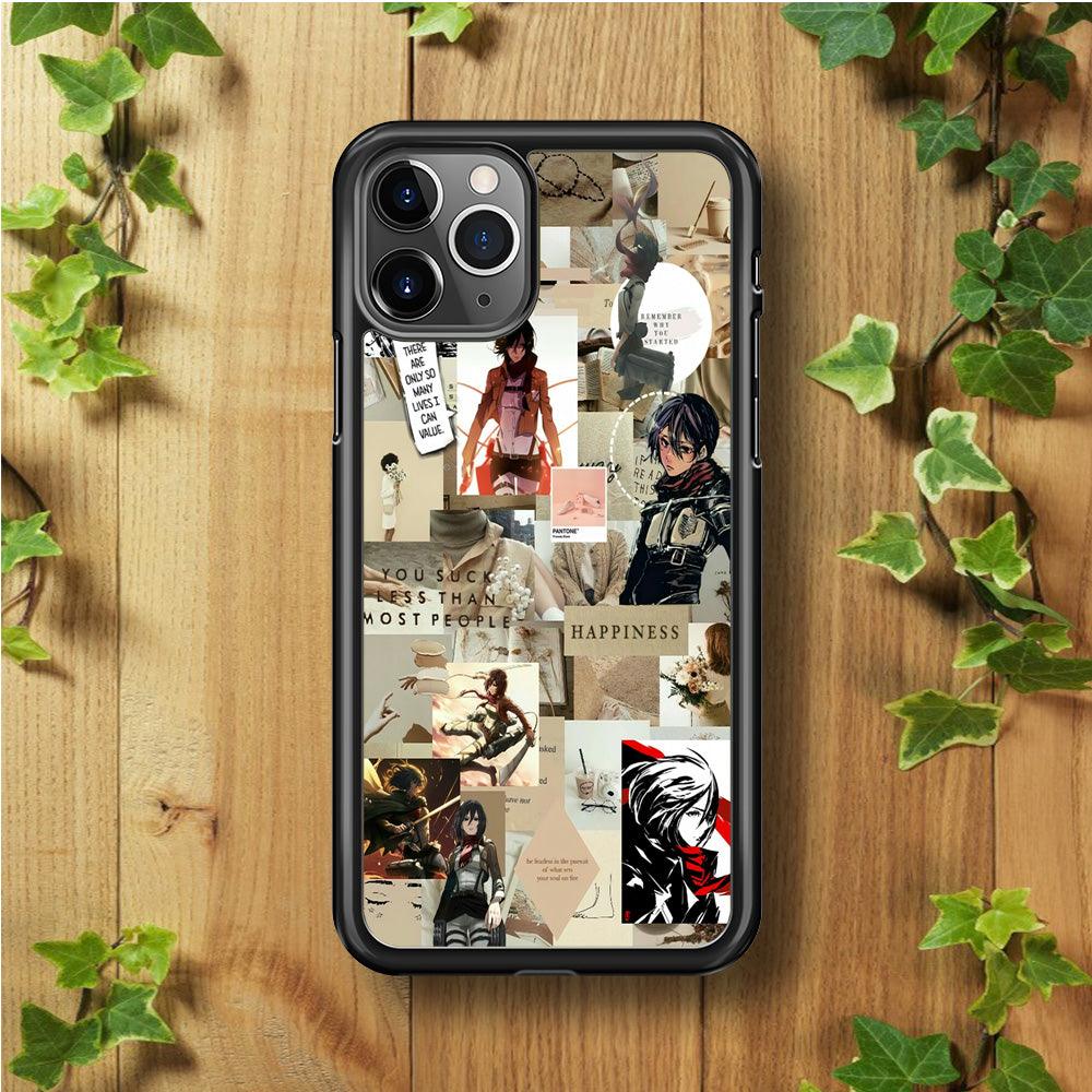 Mikasa Ackerman Aesthetic iPhone 11 Pro Max Case-Rubber / Black (2D Case)-Xtracase