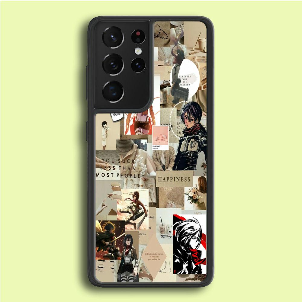 Mikasa Ackerman Aesthetic Samsung Galaxy S25 Ultra Case-Plastic / Full Wrap (3D Case)-Xtracase