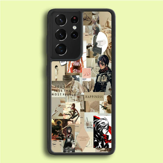 Mikasa Ackerman Aesthetic Samsung Galaxy S21 Ultra Case-Plastic / Full Wrap (3D Case)-Xtracase