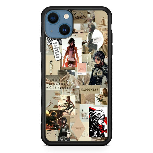Mikasa Ackerman Aesthetic iPhone 13 Mini Case-Rubber / Black (2D Case)-Xtracase