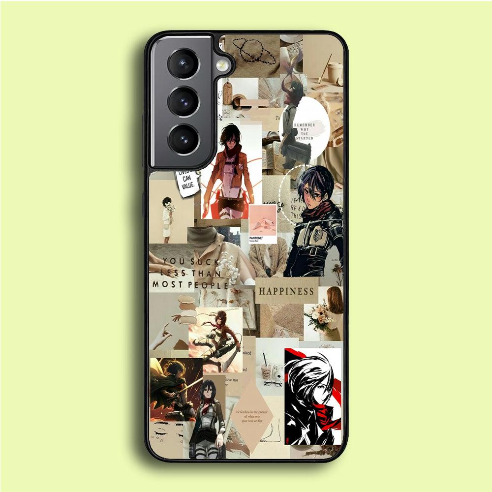 Mikasa Ackerman Aesthetic Samsung Galaxy S21 Plus Case-Rubber / White (2D Case)-Xtracase