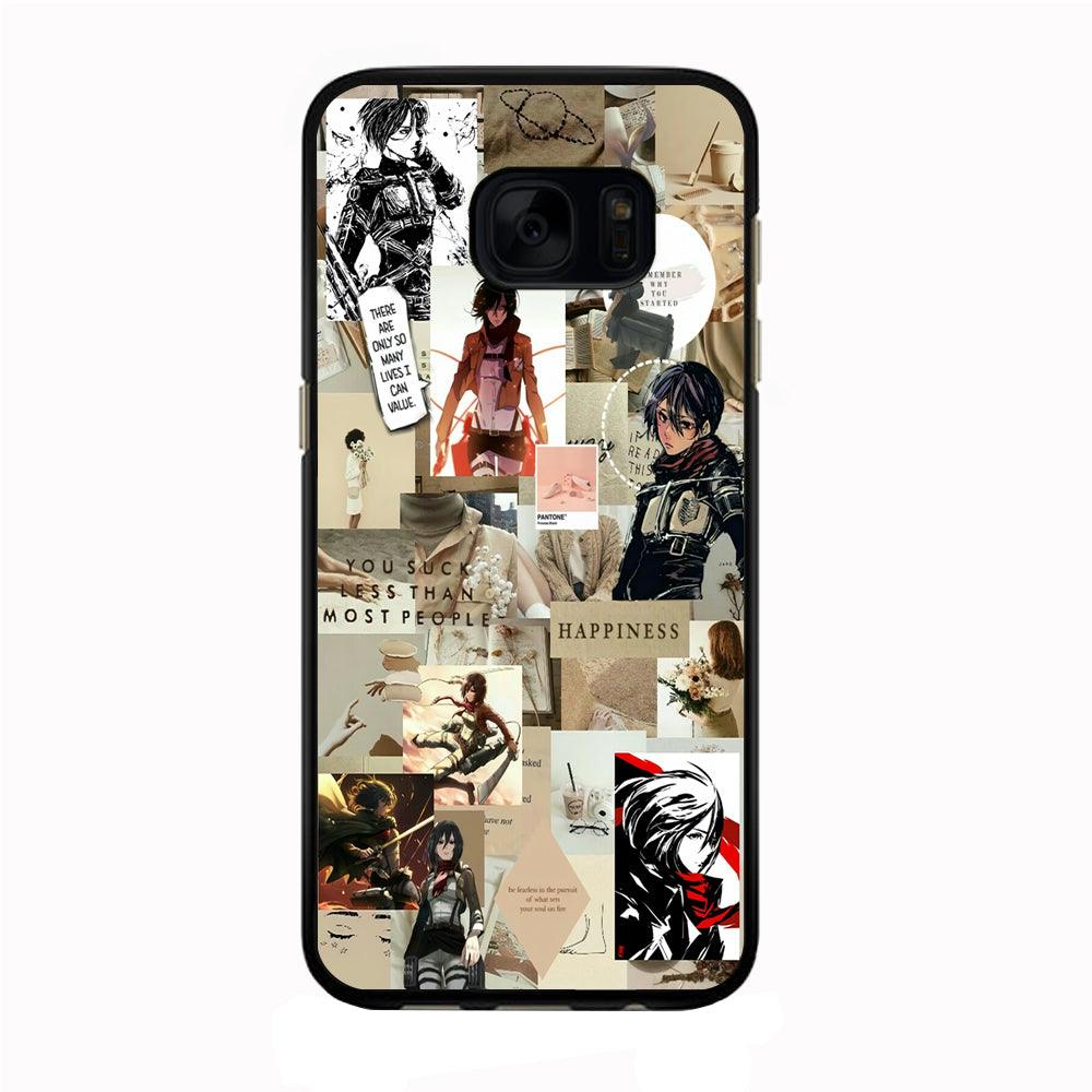 Mikasa Ackerman Aesthetic Samsung Galaxy S7 Edge Case-Rubber / Black (2D Case)-Xtracase