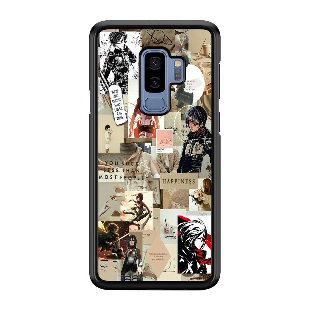 Mikasa Ackerman Aesthetic Samsung Galaxy S9 Plus Case-Rubber / Black (2D Case)-Xtracase