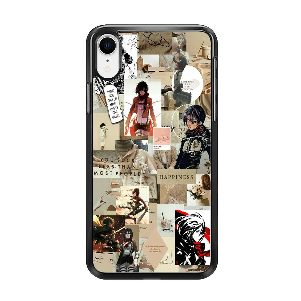 Mikasa Ackerman Aesthetic iPhone XR Case-Rubber / Black (2D Case)-Xtracase