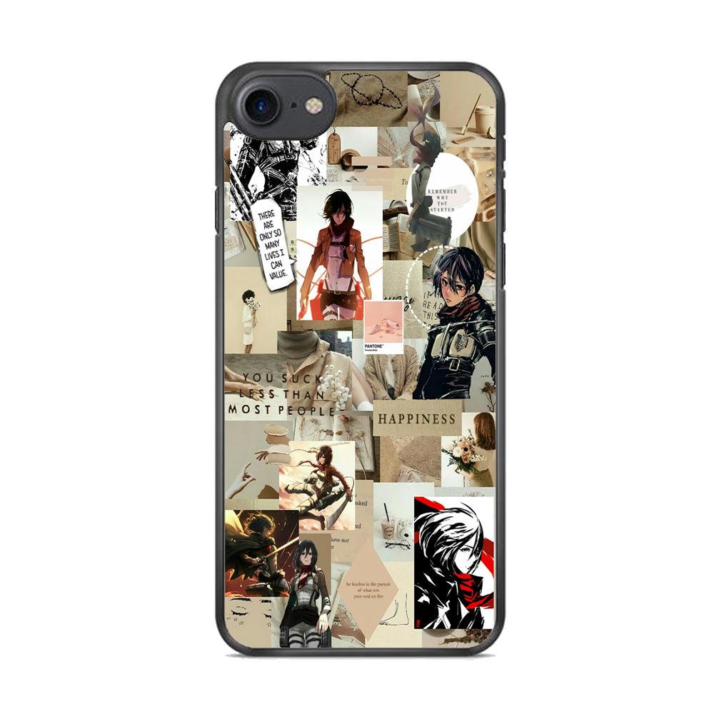Mikasa Ackerman Aesthetic iPhone 8 Case-Rubber / Black (2D Case)-Xtracase