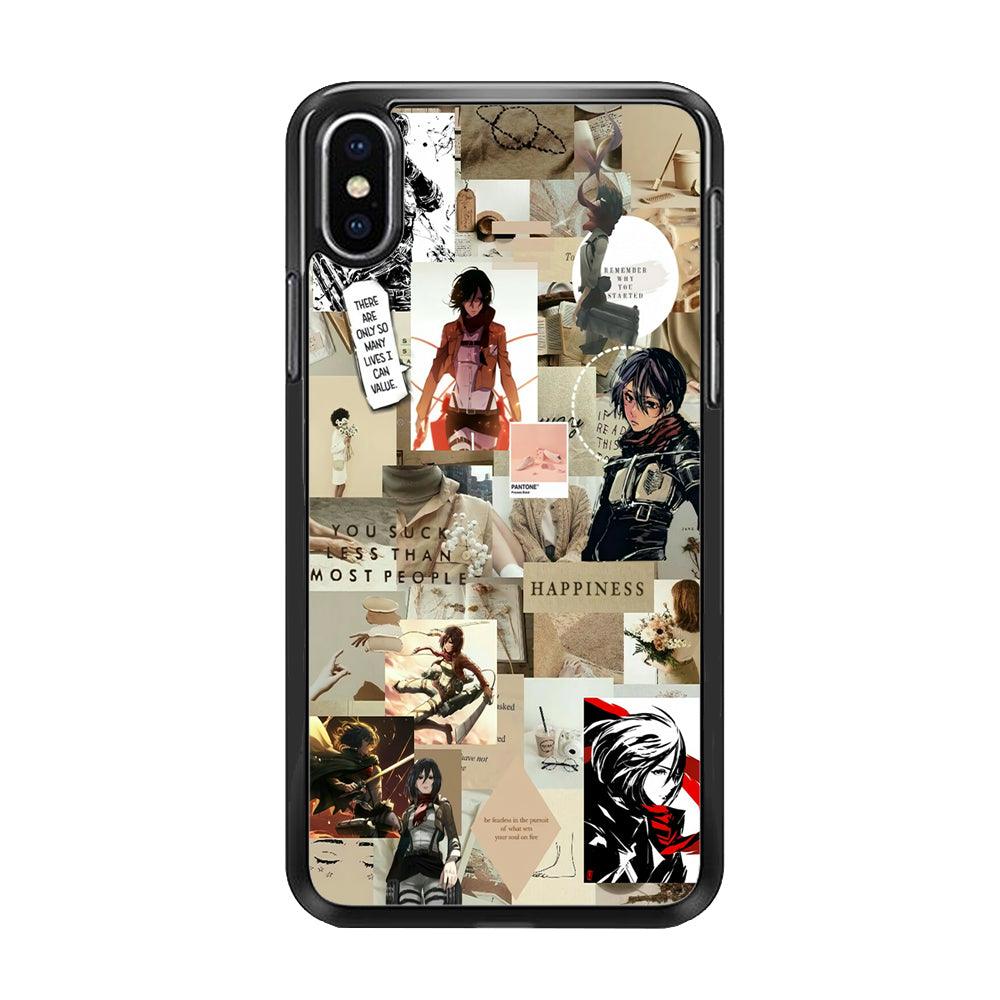Mikasa Ackerman Aesthetic iPhone Xs Case-Rubber / Black (2D Case)-Xtracase