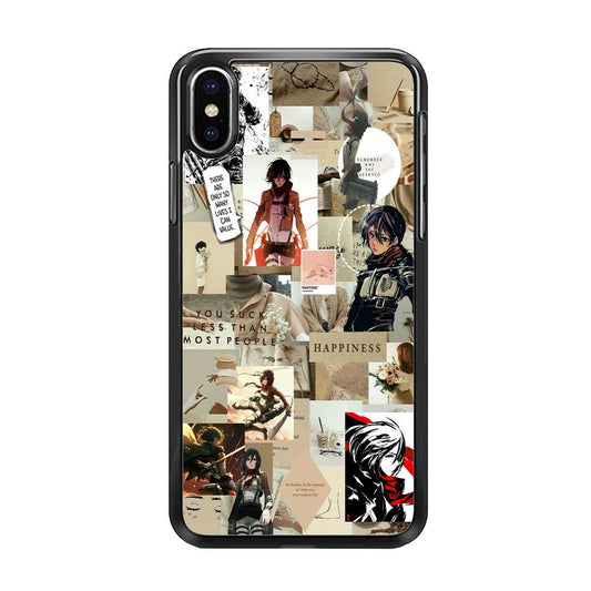 Mikasa Ackerman Aesthetic iPhone Xs Case-Rubber / Black (2D Case)-Xtracase