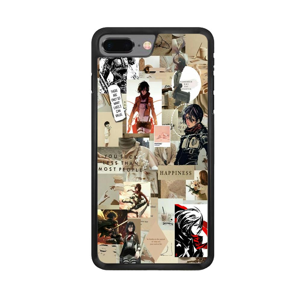 Mikasa Ackerman Aesthetic iPhone 8 Plus Case-Rubber / Black (2D Case)-Xtracase
