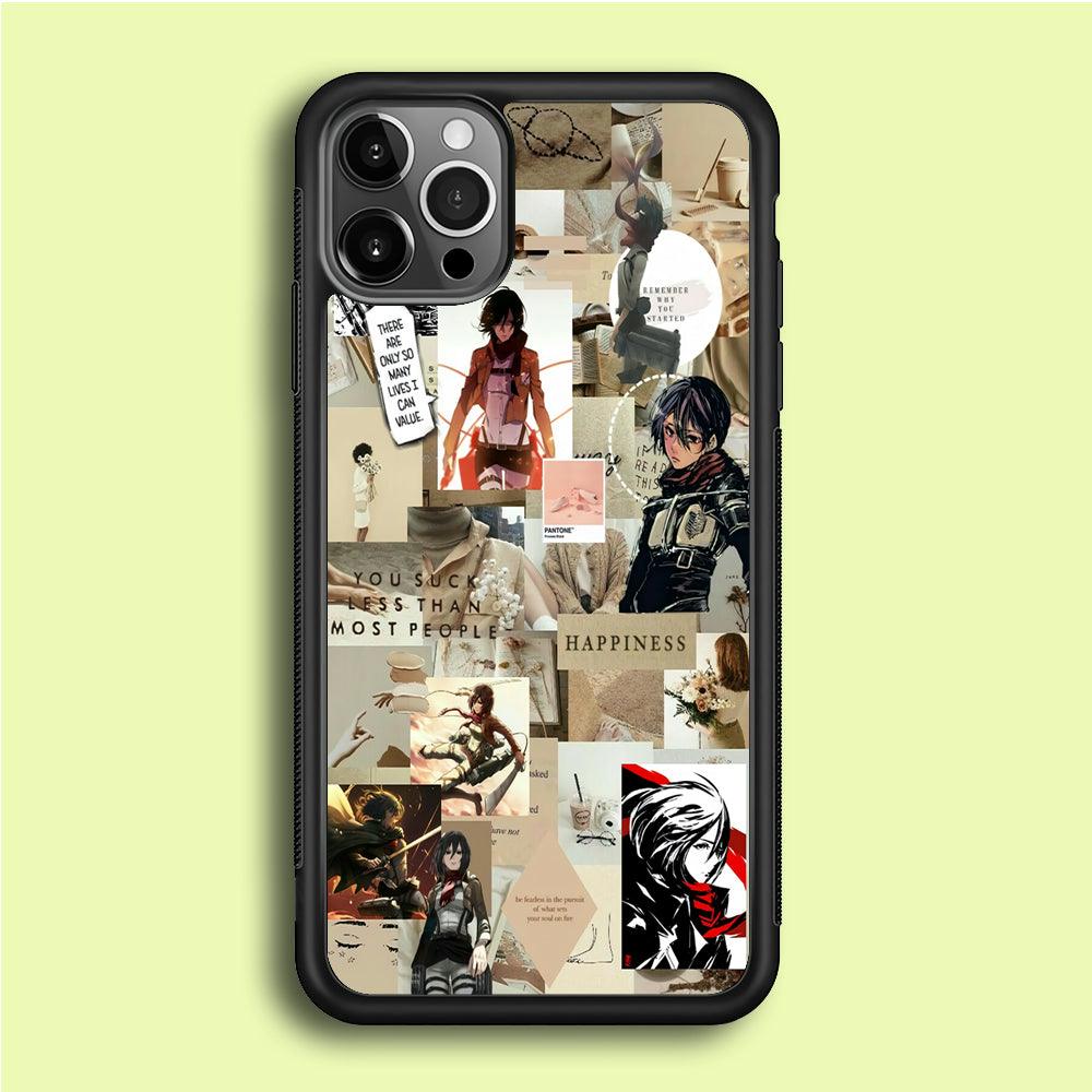 Mikasa Ackerman Aesthetic iPhone 12 Pro Case-Rubber / Black (2D Case)-Xtracase