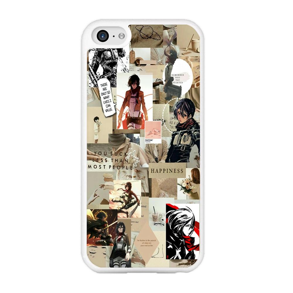 Mikasa Ackerman Aesthetic iPhone 5 | 5s Case-Rubber / White (2D Case)-Xtracase