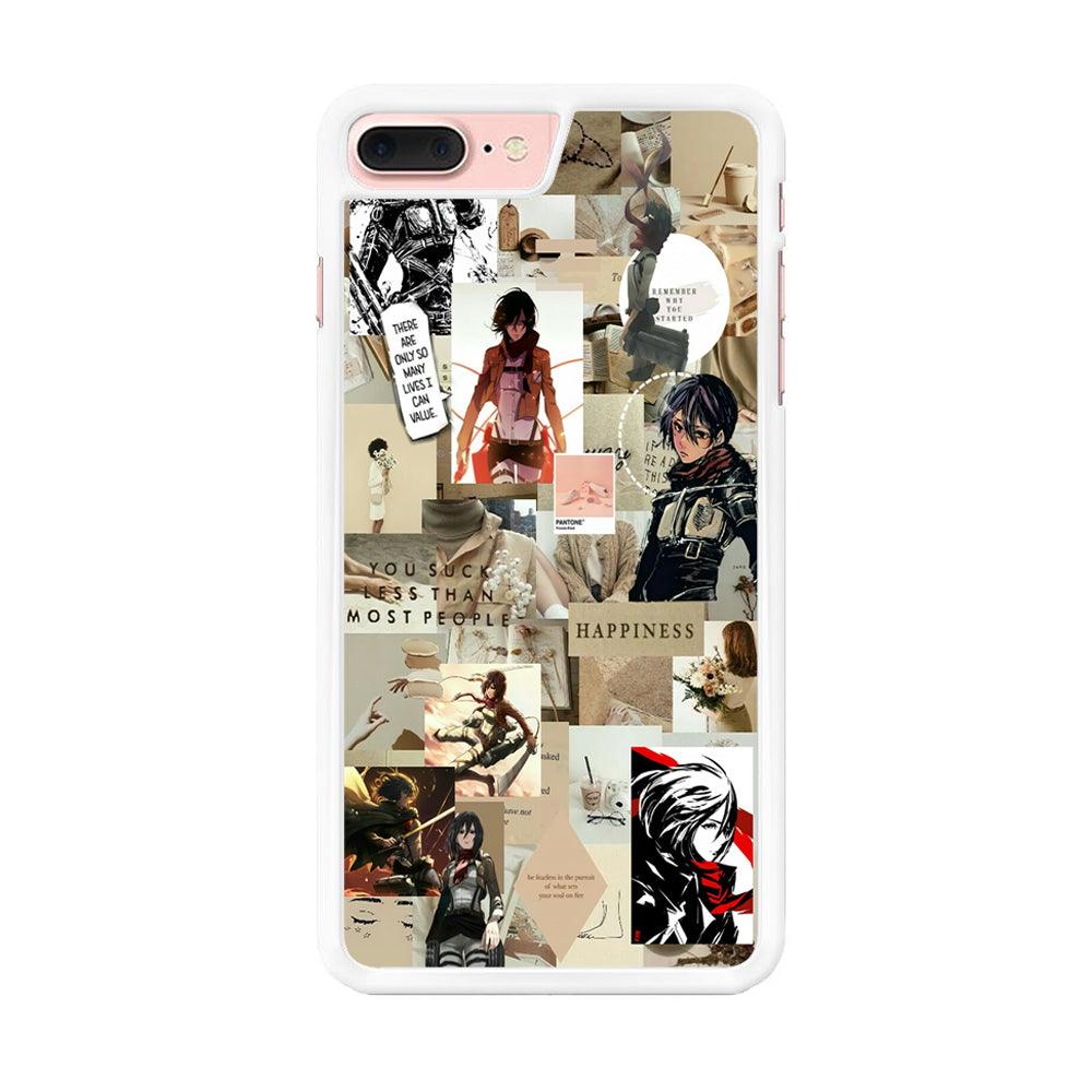 Mikasa Ackerman Aesthetic iPhone 8 Plus Case-Rubber / White (2D Case)-Xtracase