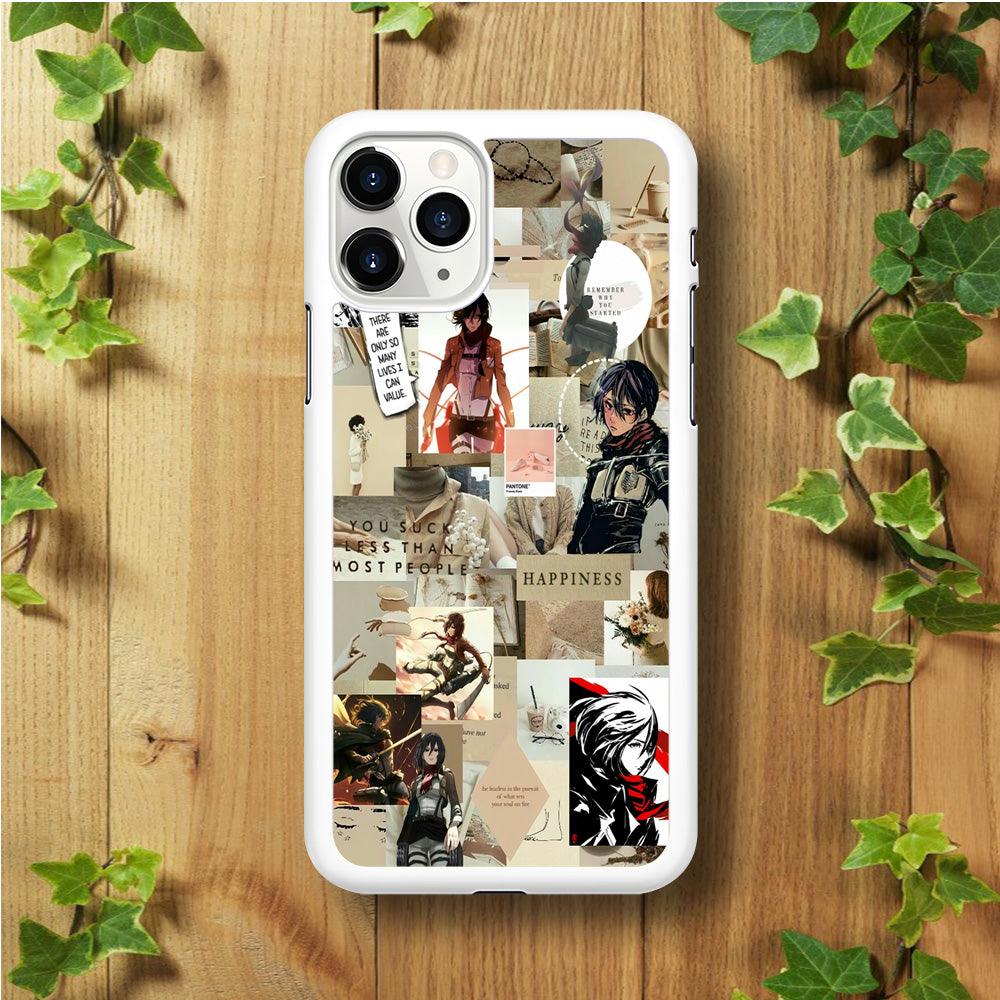 Mikasa Ackerman Aesthetic iPhone 11 Pro Case-Rubber / White (2D Case)-Xtracase