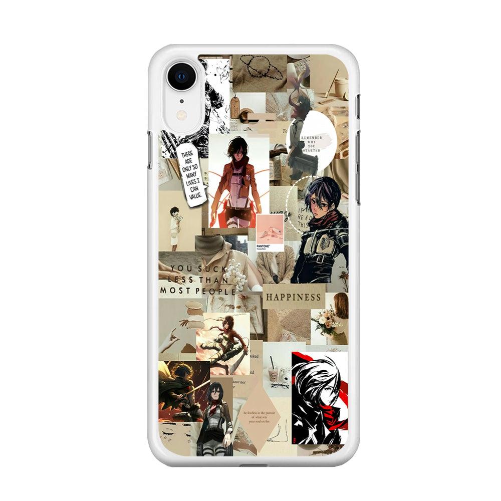 Mikasa Ackerman Aesthetic iPhone XR Case-Rubber / White (2D Case)-Xtracase