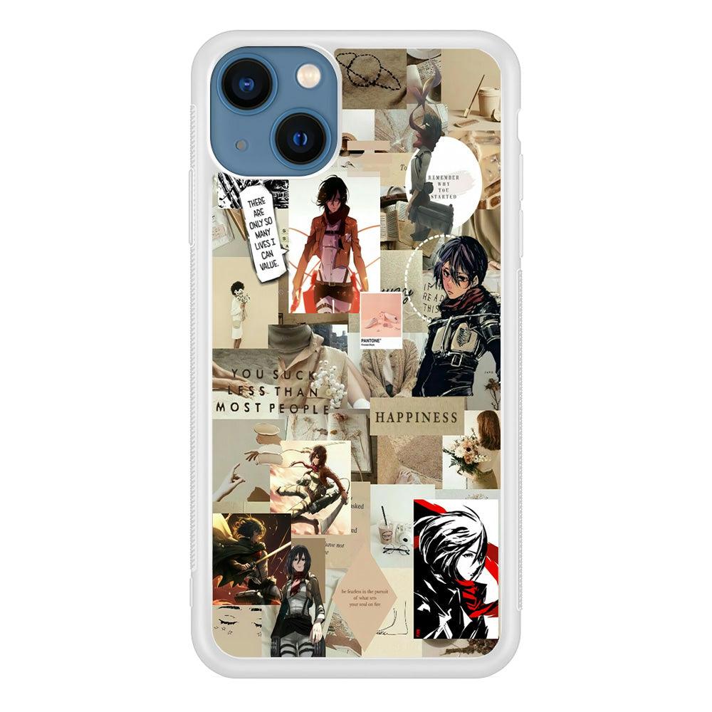 Mikasa Ackerman Aesthetic iPhone 13 Mini Case-Rubber / White (2D Case)-Xtracase