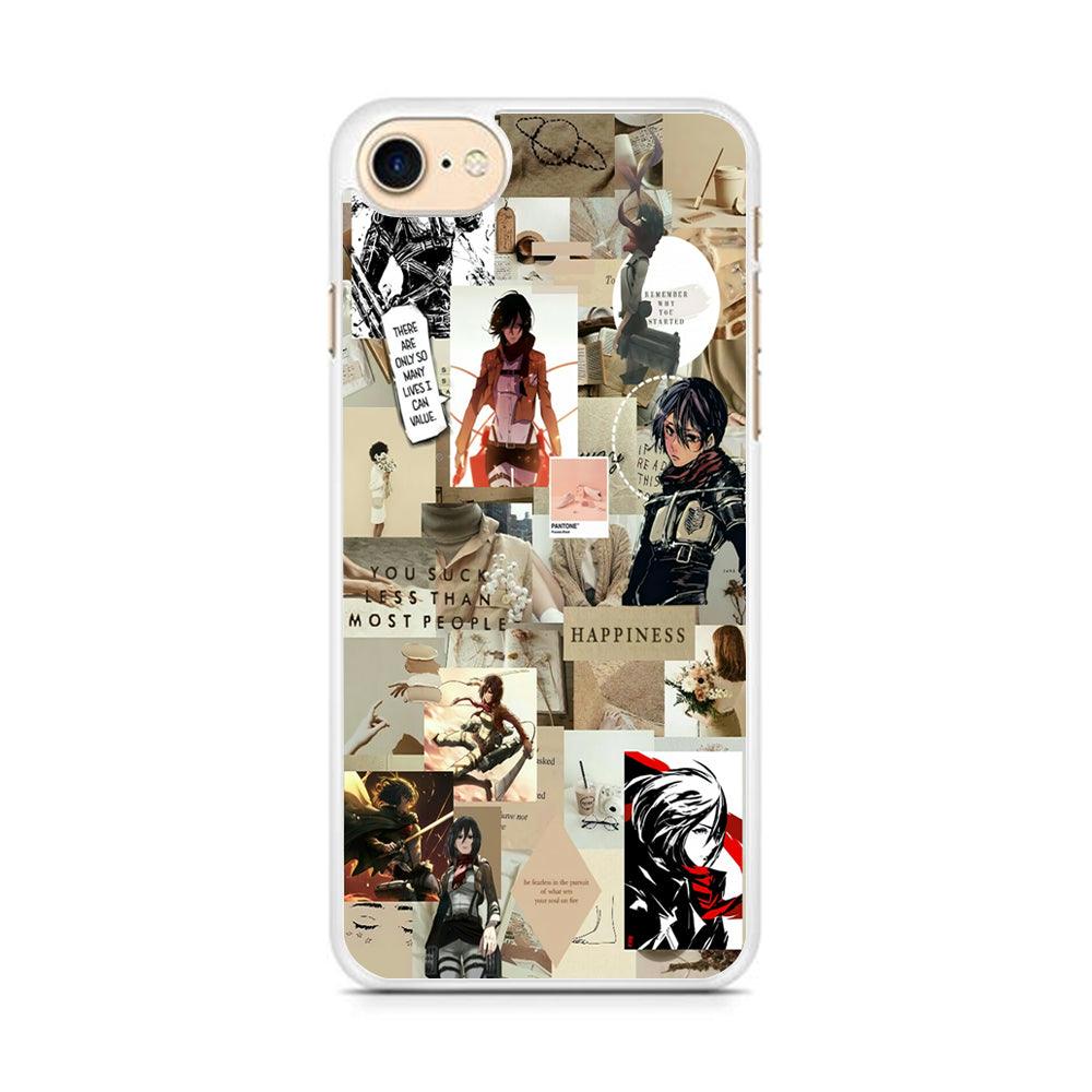 Mikasa Ackerman Aesthetic iPhone 8 Case-Rubber / White (2D Case)-Xtracase