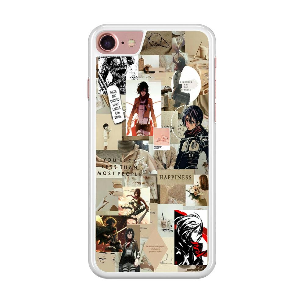 Mikasa Ackerman Aesthetic iPhone SE 2020 Case-Rubber / White (2D Case)-Xtracase