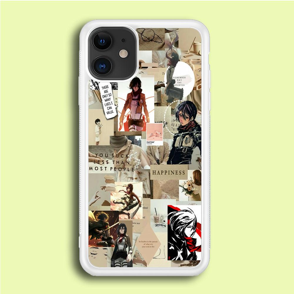 Mikasa Ackerman Aesthetic iPhone 12 Case-Rubber / White (2D Case)-Xtracase