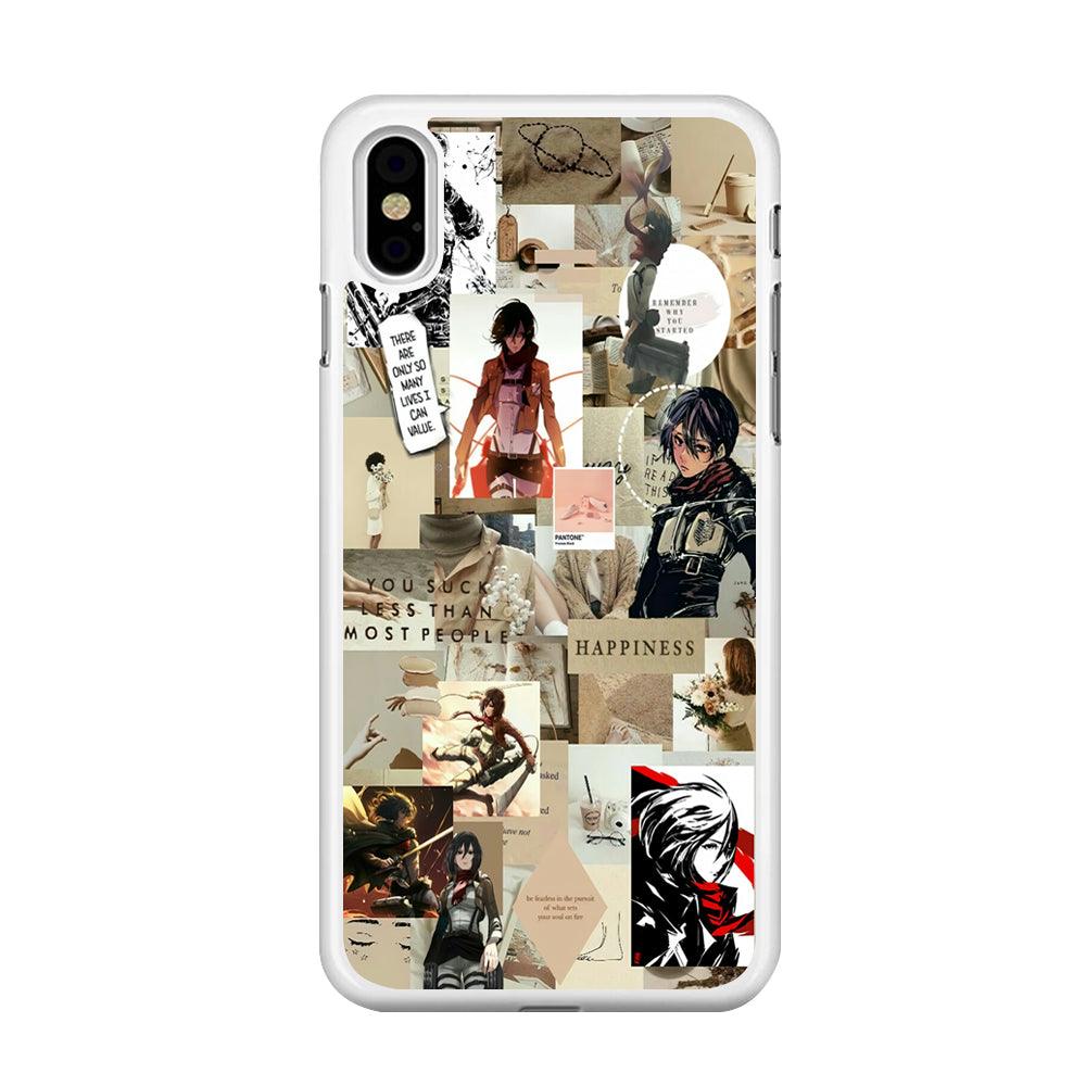 Mikasa Ackerman Aesthetic iPhone Xs Case-Rubber / White (2D Case)-Xtracase