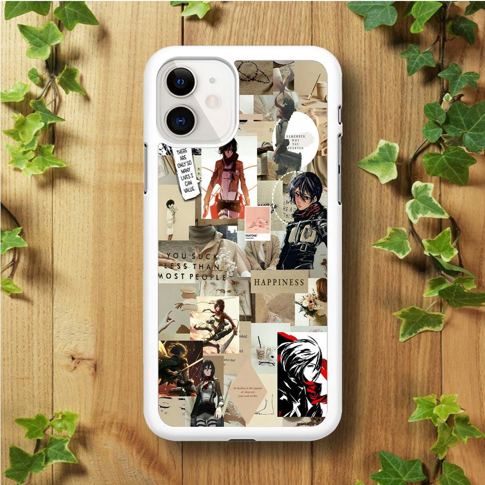 Mikasa Ackerman Aesthetic iPhone 11 Case-Rubber / White (2D Case)-Xtracase