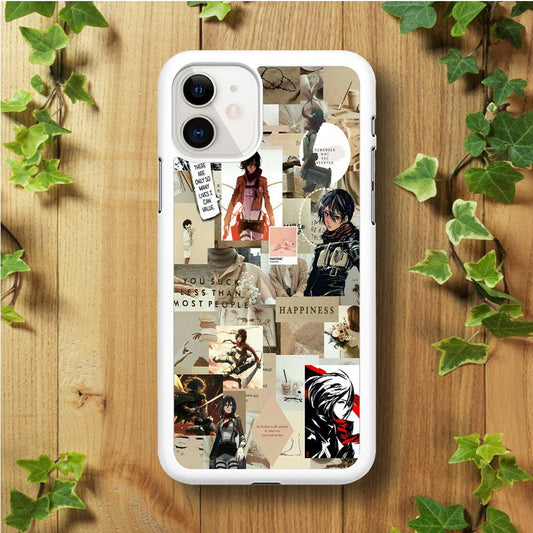 Mikasa Ackerman Aesthetic iPhone 11 Case-Rubber / White (2D Case)-Xtracase