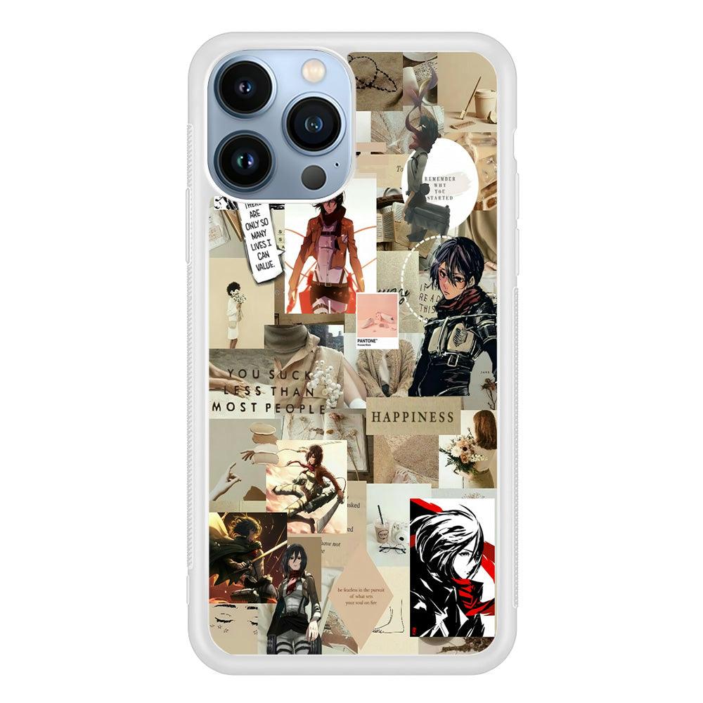 Mikasa Ackerman Aesthetic iPhone 13 Pro Case-Rubber / White (2D Case)-Xtracase